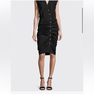 Veronica Beard Rouched Black Button Down Shirt Dress Designer Women’s 8